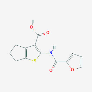 molecular formula C13H11NO4S B1331042 2-(2-furoylamino)-5,6-dihydro-4H-cyclopenta[b]thiophene-3-carboxylic acid CAS No. 315709-88-7