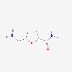 molecular formula C8H16N2O2 B13310553 5-(aminomethyl)-N,N-dimethyloxolane-2-carboxamide 