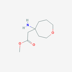 molecular formula C9H17NO3 B13310567 Methyl 2-(4-aminooxepan-4-yl)acetate 