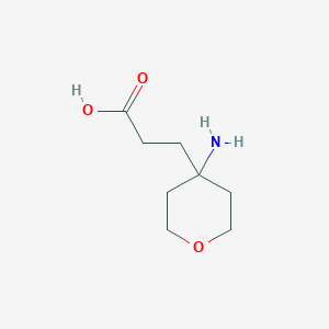 molecular formula C8H15NO3 B13310699 3-(4-Aminooxan-4-YL)propanoic acid 