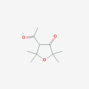 molecular formula C10H16O3 B13310788 4-Acetyl-2,2,5,5-tetramethyloxolan-3-one 