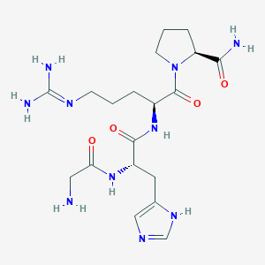 molecular formula C19H32N10O4 B1331079 (2S)-1-[(2S)-2-[[(2S)-2-[(2-氨基乙酰)氨基]-3-(1H-咪唑-5-基)丙酰]氨基]-5-(二氨基亚甲基氨基)戊酰]吡咯烷-2-甲酰胺 CAS No. 209623-54-1