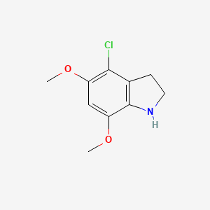 molecular formula C10H12ClNO2 B13310791 4-chloro-5,7-dimethoxy-2,3-dihydro-1H-indole 