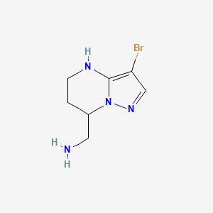 molecular formula C7H11BrN4 B13310794 {3-bromo-4H,5H,6H,7H-pyrazolo[1,5-a]pyrimidin-7-yl}methanamine 