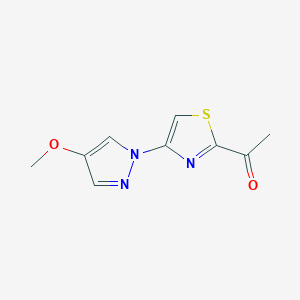 molecular formula C9H9N3O2S B13310833 1-[4-(4-Methoxy-1H-pyrazol-1-yl)-1,3-thiazol-2-yl]ethan-1-one 