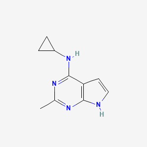 molecular formula C10H12N4 B13310839 N-cyclopropyl-2-methyl-7H-pyrrolo[2,3-d]pyrimidin-4-amine 