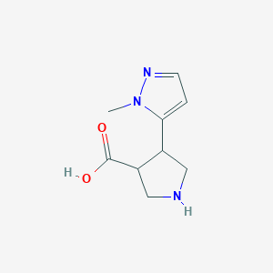 molecular formula C9H13N3O2 B13310863 4-(1-Methyl-1H-pyrazol-5-yl)pyrrolidine-3-carboxylic acid 