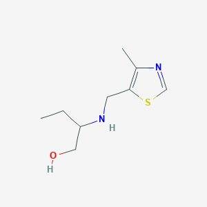 molecular formula C9H16N2OS B13310959 2-{[(4-Methyl-1,3-thiazol-5-yl)methyl]amino}butan-1-ol 