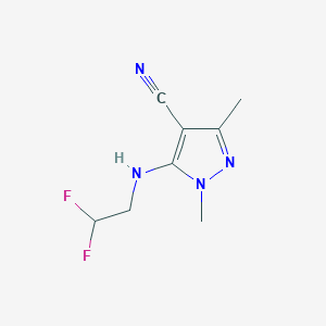 molecular formula C8H10F2N4 B13310965 5-[(2,2-Difluoroethyl)amino]-1,3-dimethyl-1H-pyrazole-4-carbonitrile 