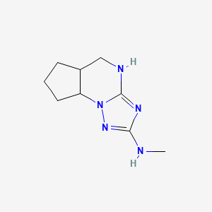 molecular formula C9H15N5 B13310983 N-Methyl-1,8,10,12-tetraazatricyclo[7.3.0.0,2,6]dodeca-9,11-dien-11-amine 