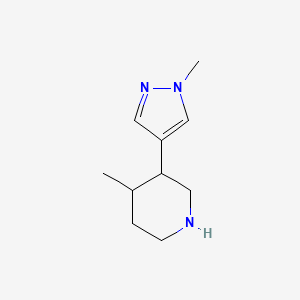 molecular formula C10H17N3 B13311021 4-Methyl-3-(1-methyl-1H-pyrazol-4-YL)piperidine 