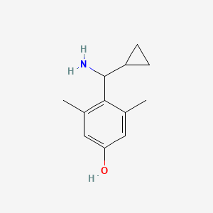 molecular formula C12H17NO B13311028 4-(Aminocyclopropylmethyl)-3,5-dimethylphenol 