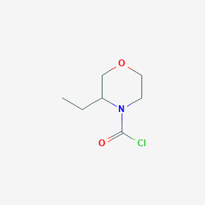 molecular formula C7H12ClNO2 B13311029 3-Ethylmorpholine-4-carbonyl chloride 