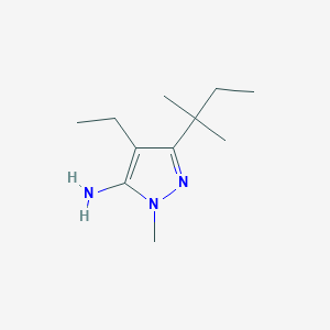 molecular formula C11H21N3 B13311116 4-ethyl-1-methyl-3-(2-methylbutan-2-yl)-1H-pyrazol-5-amine 