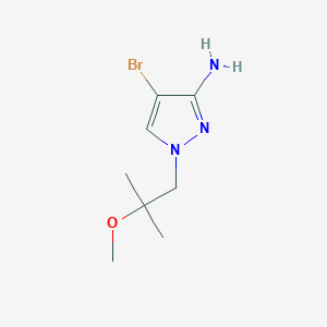 molecular formula C8H14BrN3O B13311129 4-Bromo-1-(2-methoxy-2-methylpropyl)-1H-pyrazol-3-amine 