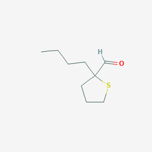 molecular formula C9H16OS B13311199 2-Butylthiolane-2-carbaldehyde 