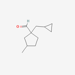 1-(Cyclopropylmethyl)-3-methylcyclopentane-1-carbaldehyde