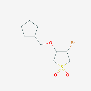 molecular formula C10H17BrO3S B13311238 3-Bromo-4-(cyclopentylmethoxy)tetrahydrothiophene 1,1-dioxide 