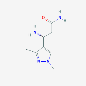 (3R)-3-amino-3-(1,3-dimethyl-1H-pyrazol-4-yl)propanamide