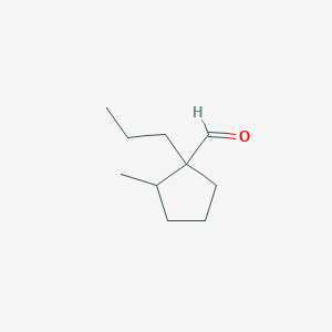 molecular formula C10H18O B13311359 2-Methyl-1-propylcyclopentane-1-carbaldehyde 