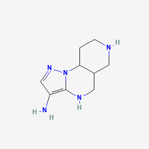 molecular formula C9H15N5 B13311379 2,3,7,11-Tetraazatricyclo[7.4.0.0,2,6]trideca-3,5-dien-5-amine 