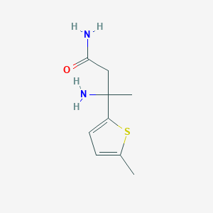 molecular formula C9H14N2OS B13311398 3-Amino-3-(5-methylthiophen-2-yl)butanamide 