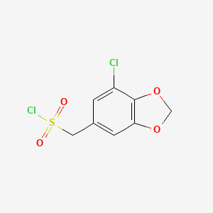 molecular formula C8H6Cl2O4S B13311449 (7-Chloro-1,3-dioxaindan-5-yl)methanesulfonyl chloride 