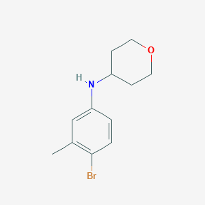 molecular formula C12H16BrNO B13311456 N-(4-bromo-3-methylphenyl)oxan-4-amine 