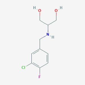 molecular formula C10H13ClFNO2 B13311457 2-{[(3-Chloro-4-fluorophenyl)methyl]amino}propane-1,3-diol 