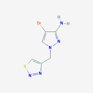 molecular formula C6H6BrN5S B13311486 4-Bromo-1-[(1,2,3-thiadiazol-4-yl)methyl]-1H-pyrazol-3-amine 