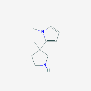 molecular formula C10H16N2 B13311586 1-Methyl-2-(3-methylpyrrolidin-3-yl)-1H-pyrrole 