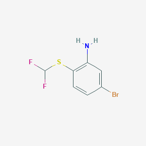 molecular formula C7H6BrF2NS B13311609 5-Bromo-2-[(difluoromethyl)sulfanyl]aniline 