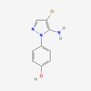 molecular formula C9H8BrN3O B13311629 4-(5-Amino-4-bromo-1H-pyrazol-1-yl)phenol 