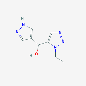 molecular formula C8H11N5O B13311674 (1-Ethyl-1H-1,2,3-triazol-5-yl)(1H-pyrazol-4-yl)methanol 