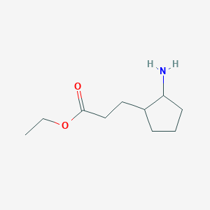 molecular formula C10H19NO2 B13311692 2-aminoCyclopentanepropanoic acid ethyl ester 