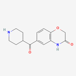 molecular formula C14H16N2O3 B13311700 6-(Piperidine-4-carbonyl)-3,4-dihydro-2H-1,4-benzoxazin-3-one 