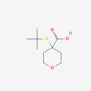 molecular formula C10H18O3S B13311714 4-(Tert-butylsulfanyl)oxane-4-carboxylic acid 