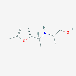 molecular formula C10H17NO2 B13311743 2-{[1-(5-Methylfuran-2-yl)ethyl]amino}propan-1-ol 