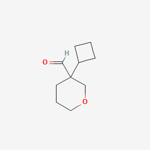 molecular formula C10H16O2 B13311769 3-Cyclobutyloxane-3-carbaldehyde 