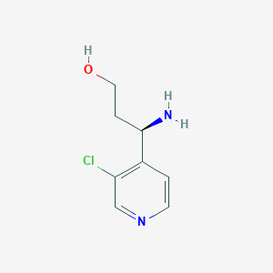 molecular formula C8H11ClN2O B13311776 (3R)-3-Amino-3-(3-chloro(4-pyridyl))propan-1-OL 