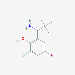 molecular formula C11H15ClFNO B13311783 2-(1-Amino-2,2-dimethylpropyl)-6-chloro-4-fluorophenol 