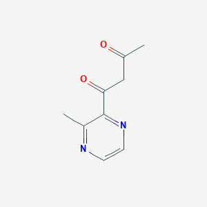 molecular formula C9H10N2O2 B13311840 1-(3-Methylpyrazin-2-yl)butane-1,3-dione 