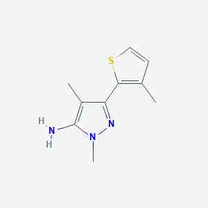 molecular formula C10H13N3S B13311844 1,4-dimethyl-3-(3-methylthiophen-2-yl)-1H-pyrazol-5-amine 