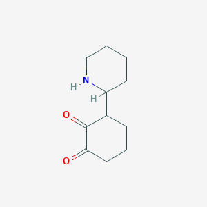 molecular formula C11H17NO2 B13311848 3-(Piperidin-2-yl)cyclohexane-1,2-dione 