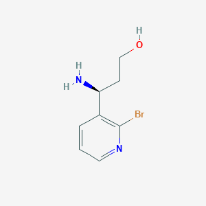 molecular formula C8H11BrN2O B13311854 (3S)-3-Amino-3-(2-bromo(3-pyridyl))propan-1-OL 