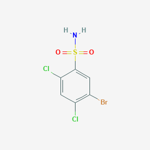 molecular formula C6H4BrCl2NO2S B13311918 5-Bromo-2,4-dichlorobenzene-1-sulfonamide 