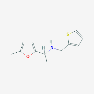 molecular formula C12H15NOS B13311938 [1-(5-Methylfuran-2-yl)ethyl](thiophen-2-ylmethyl)amine 