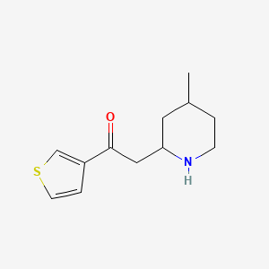 molecular formula C12H17NOS B13311978 2-(4-Methylpiperidin-2-yl)-1-(thiophen-3-yl)ethan-1-one 