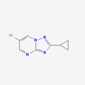 molecular formula C8H7BrN4 B13311997 6-Bromo-2-cyclopropyl-[1,2,4]triazolo[1,5-a]pyrimidine 