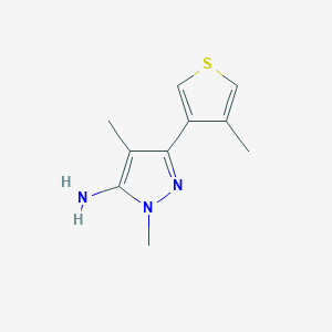 molecular formula C10H13N3S B13312048 1,4-dimethyl-3-(4-methylthiophen-3-yl)-1H-pyrazol-5-amine 